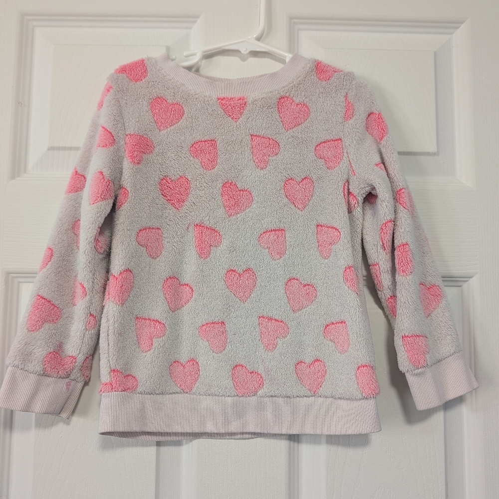 Cat & Jack Gray and Pink Heart Sweatshirt Size 4T